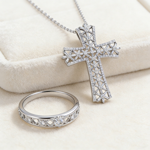 CUSTOM SILVER 10K/14K/18K GOLD PLATED LAB GROWN CVD DIAMOND CLASSIC ENGAGEMENT GIFT SWEATER <b>CHAIN</b> NECKLACE <b>CROSS</b> PENDANT VS - Product Image 5