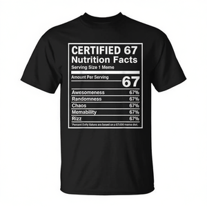T-shirt avec les informations nutritionnelles du Meme 67, design Gen Alpha Z Six Seven - Product Image 2