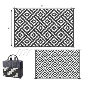 <span class=keywords><strong>Outdoor</strong></span> Recycelbare Schwarze Gewebte Kunststoffmatte und Picknickdecken Schlüsselwörter <span class=keywords><strong>Outdoor</strong></span>-Teppiche Wohnmobil-Matte - Product Image 3