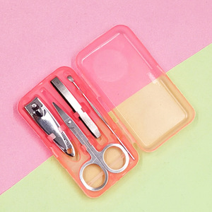 Nail Care Set 4 Piece Metal Manicure Tools With Scissors Clippers And <b>Ear</b> <b>Pick</b> For Home Use Pink Boxed - Product Image 1