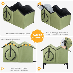 Nouvelle conception, abri pour chat moderne, grand, chauffé, isolé, résistant aux intempéries, avec coussin chauffant, extérieur, surélevé, pour chat, animal de compagnie, chien, maison, pièce - Product Image 3