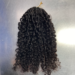 Cheveux vierges vietnamiens 100% non traités, pointes de 50g, extensions au crochet en plumes pour tressage, double trame machine, bouclés Pixie en vrac - Product Image 5