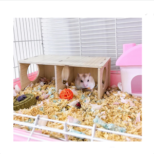 Maison et tunnel d'exploration pour hamster en bois détachable sur mesure à 2 compartiments - Product Image 6