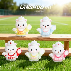 Cute Resin Tennis Bear Figurine Miniature 3D Desktop Ornament <b>Car</b> Interior <b>Decoration</b> DIY Accessory - Product Image 3