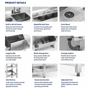 Commercial Stainless Steel Cocktail <b>Bar</b> Station Commercial Kitchen Equipment Other Hotel Other Hotel Restaurant Supplies - Product Image 3