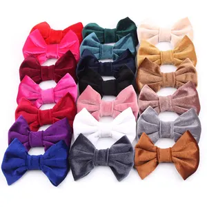 4" Smooth Velvet Hair Bow Without Clip 46 Colors Bow For Headband Hair Clip Autumn Winter Head Wear DIY Kids Hair Accessories
