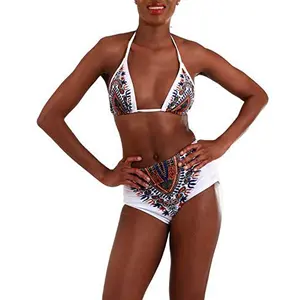 Traditional Print Micro String Bikini African High Waisted Swimwear 2020