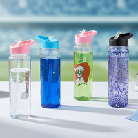 Bouteilles d'eau en acrylique à double paroi pré-percées RTS de 17 oz, sans BPA, gobelets à globe de neige, paille rabattable pour étudiants, enfants, randonnée