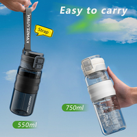 Bouteille d'eau en plastique Tritan transparente portable avec logo personnalisé en gros, bouteille d'eau à boire directement, anti-fuite, pour enfants