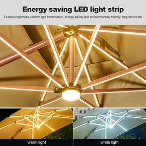 Garden Outdoor Beach Over Size <strong>Rectangular</strong> Double Top Solar Light Patio Umbrella Offset Hanging Led <strong>Parasol</strong> - Product Image 5