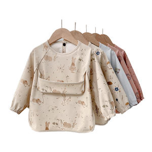 สต็อกหรือที่กำหนดเองหนัง PU ผ้ากันเปื้อนของเด็กผ้ากันเปื้อนแขนยาวน่ารักผ้ากันเปื้อนกันน้ำสำหรับเด็กวัยหัดเดินซักได้2024ใหม่ - Product Image 1