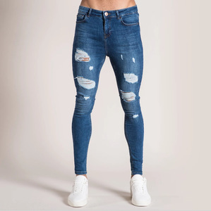 Nouveau <span class=keywords><strong>pantalon</strong></span> homme automne <span class=keywords><strong>blanc</strong></span> déchiré et noir coupe slim taille haute - Product Image 1