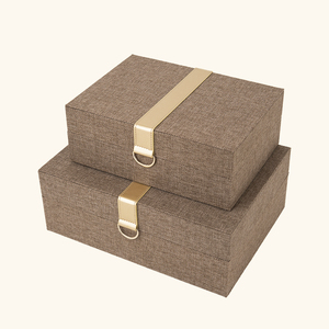 2pcs lật vải da hộp MDF bao bì bằng gỗ Hộp Quà Tặng vải da hộp gỗ chèn-Hai mảnh thiết lập - Product Image 6