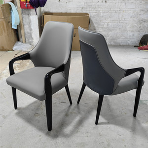 Silla de Comedor de Diseño de Lujo en Cuero, Reclinable, Simple y Concisa, de Madera Sólida, Silla de Ocio de Madera - Product Image 5