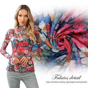 Femmes dentelle à manches longues haut en maille Floral col montant voir à travers sortir haut avec trou <span class=keywords><strong>de</strong></span> pouce tenues <span class=keywords><strong>de</strong></span> fête chemises - Product Image 2