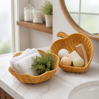 Panier à pommes en rotin tressé en forme de fleur, tissé à la main, en plastique PC PENG YE, pour le rangement des fruits, décoration de table de style campagnard, centre de table pour la maison