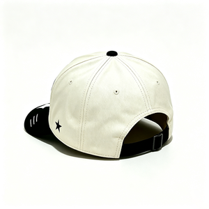 Custom Embroidered Structured 6-Panel <b>Baseball</b> <b>Cap</b> with Image Logo White & <b>Black</b> Curved Brim 100% Cotton Unisex Streetwear - Product Image 3