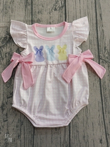 SR3890 RTS Infant <b>Baby</b> pink stripe red strawberry Kids Wholesale Romper short Sleeve <b>Jumpsuit</b> boy Bubble - Product Image 4