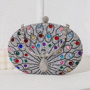Sac à main le plus populaire Vintage femmes chaîne sac à bandoulière dîner fête Banquet strass paon pochette sacs de soirée - Product Image 4