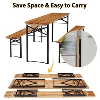Ensemble table et banc en bois robuste 220 cm pour pique-nique, fête en extérieur, cour, brasserie, événement