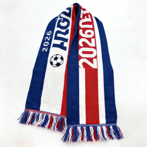 ผ้าพันคอไหมพรมสองด้านสำหรับแฟนฟุตบอล ฤดูหนาว ออกแบบเองได้ เป็นมิตรกับสิ่งแวดล้อม ผลิตโดย Ujoy Gift รับผลิตแบบ OEM สำหรับแบรนด์ของคุณเอง - Product Image 1