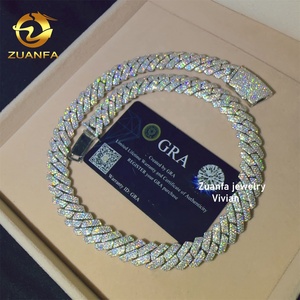 <span class=keywords><strong>Collana</strong></span> a Catena Cubana in <span class=keywords><strong>Argento</strong></span> Sterling <span class=keywords><strong>925</strong></span> con Diamanti Moissanite VVS da 15mm, Stile Hip Hop - Product Image 2