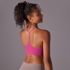 Wholesale Women U Neck Thin Y <b>Back</b> Sports Bra Removable Pads Slim Fit Yoga Bra <b>Low</b> Support Pilates Running Athletic Crop <b>Top</b> - Product Image 1