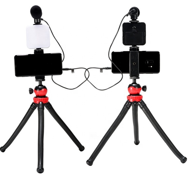 Photo Video Live Streaming Kit Beauty Live Broadcast Selfie LED Light Online Conference Teaching Lamp Mic Smartphone Tripod Set