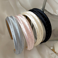 Serre-tête coréen fait main à sequins et pois, bord large, pour femme, idéal pour les fêtes, taille 13 cm, accessoire de coiffure, bandeau pour cheveux