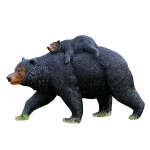 बड़े आकार के उद्यान सजावट फाइबरग्लास पशु मूर्तियां काले भालू