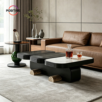 Ensemble de tables basses en marbre naturel minimaliste moderne, table à thé en bois massif design pour salon, usage domestique, meubles de luxe