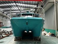 11m X 3.5m aluminium Catamaran santai memancing perahu kecil air laut kabin tertutup perahu rekreasi