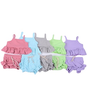 Conjuntos de Ropa de Seda de Leche con Estampado de Leopardo para Bebés Niñas Haizhu, Traje con Pantalones Cortos con Volantes, Gran Venta - Product Image 1