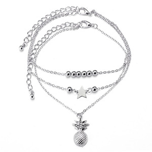 Nieuw Ontwerp Ananas Enkelbandje Meerlagige Vijfpuntige Ster Goudkleurige Kralen Enkelbandje Set Voor Vrouwen Sieraden Groothandel - Product Image 4