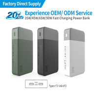 Batteries externes portables à charge rapide pour téléphones portables, personnalisées en gros, 35W, 45W, 65W, 90W, avec affichage numérique intelligent, 10000mAh, 20000mAh