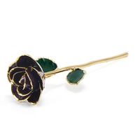 Fleur de Rose véritable naturelle plaquée or avec tige pour cadeau d'amoureux de la Saint-Valentin