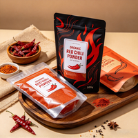 Sachets d'emballage écologiques pour poudre d'épices bio, personnalisés, imprimés, avec fermeture éclair, pour piment rouge et curcuma
