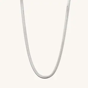 Elegant 925 Sterling SIlver 18K Gold Bold Herringbone Chain Necklace Thin Snake Chain Necklace
