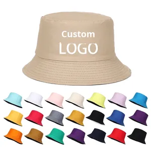 Summer Casual Fishing Cotton Bucket <b>Hat</b> Candy-Colored Double-Sided Sunshade for Men Women Sun Protection Custom Fisherman <b>Hats</b> - Product Image 1