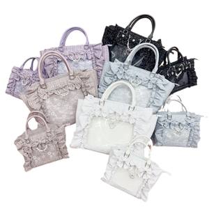 Bolso de mano japonés AnkRouge para hombre, estilo medio, con volantes de piel, portátil, con cierre de cremallera y lazo, forro de poliéster, ideal para verano. - Product Image 5