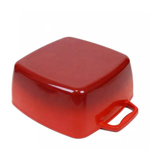Olla de cocina al por mayor de hierro fundido de 25CM, utensilios de cocina cuadrados de esmalte rojo, Horno Holandés, cazuela antiadherente, <span class=keywords><strong>cocotte</strong></span> - Product Image 5