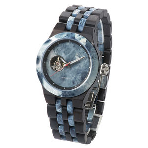 Montre en bois avec boîtier en céramique pour homme, mouvement mécanique automatique squelette Seagull pour homme, montres mécaniques - Product Image 3