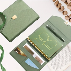 Funda de Cuero PU Premium para Cuaderno de Negocios - Funda con Múltiples Bolsillos para Hojas Sueltas, Ideal para Regalos Corporativos y de Oficina - Product Image 1