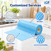 Lingettes de cuisine réutilisables en non-tissé multi-couches absorbant l'huile, rouleau de serviettes de cuisine en spunlace pour nettoyer la table à manger