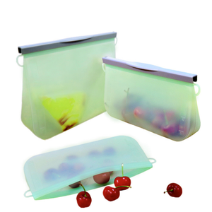 BPA Free Food Grade Safe Silicone Zipper Bag Reutilizável Food Storage Pouch Bag <span class=keywords><strong>Freezer</strong></span> Silicone Ziplock Bag Recipiente De Armazenamento De Alimentos - Product Image 3