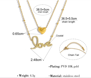 Collar de Acero Inoxidable Impermeable al por Mayor, Chapado en Oro de 18K con Colgante de Amor y Corazón para Mujer - Product Image 6