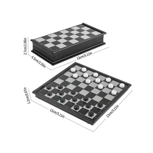 Atacado tabuleiro de xadrez animais-Fabricante china barato portátil verificadores magnéticos xadrez peças de luxo draughts com ranhura de armazenamento