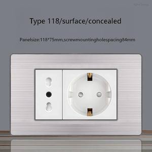 Module fonctionnel de panneau 4*2 4*4 avec interrupteur de prise standard UE allemande, charge rapide USB Type C, clé DIY, gris brossé - Product Image 5