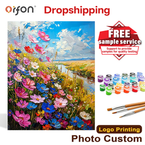 Kit de Peinture par Numéros DIY pour Adultes, Paysage de <span class=keywords><strong>Fleurs</strong></span> Sauvages, Peinture Acrylique sur Toile, Décoration Murale, Vente en Gros - Product Image 1