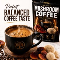 Poudre de café aux champignons OEM avec étiquette privée, emballage en gros, mélange énergétique pour l'immunité et le bien-être quotidien